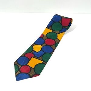 Vintage Vanda Mazzeo Bold Primary Colors Shapes Patterned Clowncore Necktie